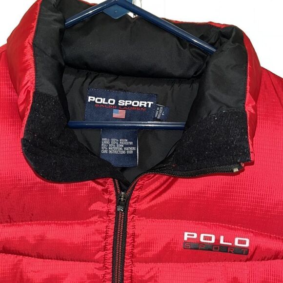Red double zip Polo Sport By Ralph Lauren Down Puffy Puffer Vest Jacket Polo 67 - Picture 2 of 14